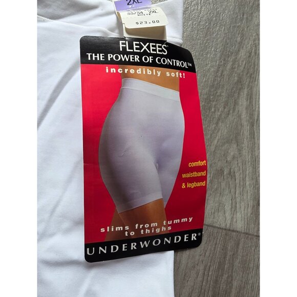 Flexees Underwonder Shaping Shorts 2XL White Slims Tummy To Thighs Comfort - Picture 2 of 5